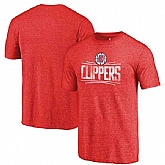 LA Clippers Red Distressed Logo Fanatics Branded Tri-Blend T-Shirt,baseball caps,new era cap wholesale,wholesale hats
